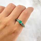 Anillo Solitario Ovalos Secuenciales T8 1/4 Anillo Esmeraldas 5.76Qts Plata 925 (Joya)
