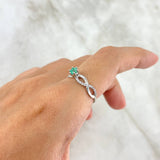 Solitario Infinito Partido T7 Anillo Esmeralda 25pts Circones Blancos Plata 925 (Joya)