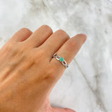 Solitario Infinito Partido T7 Anillo Esmeralda 25pts Circones Blancos Plata 925 (Joya)