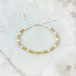 Pulsera Blanca Virgen Milagrosa Perlada 1.85gr / 3mm Bolas Lisas 30 und Oro Amarillo *