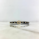 Pulsera Negra Estrella de David 1.05gr / 4mm Bolas Diamantadas 6 und Oro Amarillo *