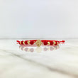 Pulsera Roja Virgen Milagrosa Neo Rayada 1.05gr / 4mm Bolas Diamantadas 6 und Oro Amarillo *