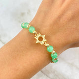 Pulsera Café Estrella de David Lunar 1.05gr / 4mm Bolas Diamantadas 6 und Oro Amarillo *
