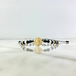 Pulsera Negra Virgen de Guadalupe 3x1 B&W 1.6gr / 4mm Bolas Diamantadas 8 und Oro Amar *illo