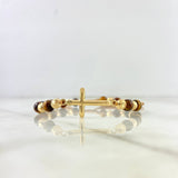Pulsera Café Ambar Cruz 2.45gr / 5mm-3mm Bolas Diamantadas 14 und Oro Amarillo *