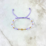 Pulsera Lila Virgen Milagrosa Ramificada 1.3gr / 4mm Bolas Diamantadas 8 und Oro Amarillo