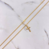 Cadena Lazo 0.95gr / 50cm + Dije Cruz Lisa 0.70gr / 2cm Oro Amarillo (Oferta) $