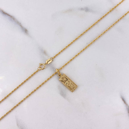 Cadena Lazo 1.10gr / 60cm + Dije Dólar 0.55gr / 2cm Oro Amarillo (Oferta) $