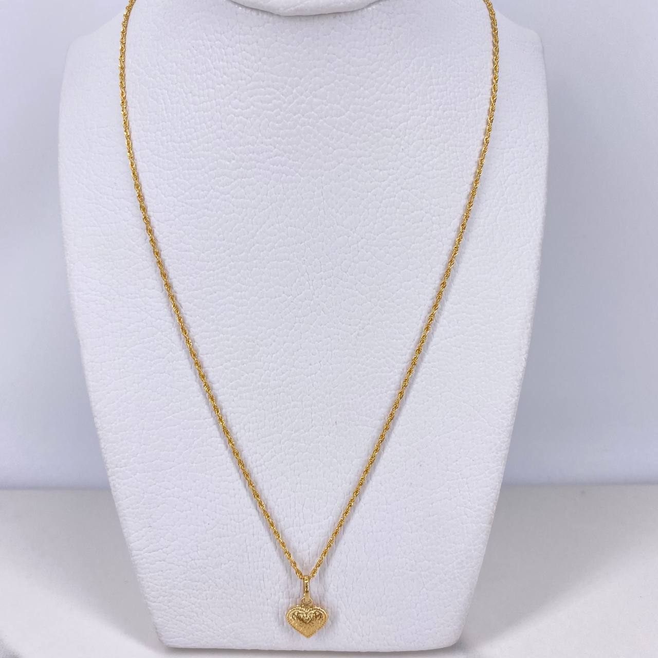 Cadena Lazo 0.95gr / 50cm + Dije Corazon 0.35gr / 1.5cm Oro Amarillo (Oferta) &