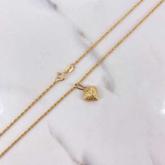 Cadena Lazo 0.95gr / 50cm + Dije Corazon 0.35gr / 1.5cm Oro Amarillo (Oferta) &
