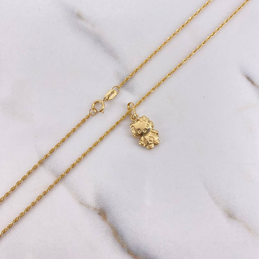 Cadena Lazo 1.10gr / 60cm + Dije Gatita 0.60gr / 1.8cm Oro Amarillo (Oferta) $
