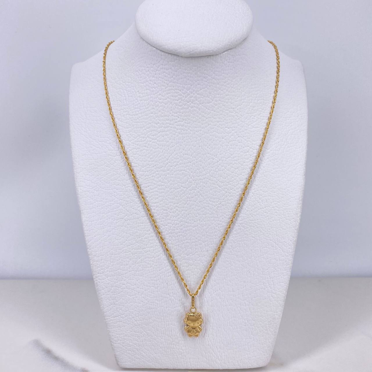 Cadena Lazo 1.10gr / 60cm + Dije Gatita 0.60gr / 1.8cm Oro Amarillo (Oferta) $