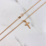 Cadena Lazo 1.10gr / 55cm + Dije Cruz Cristo 0.40gr / 2cm Oro Rosa (Oferta) $