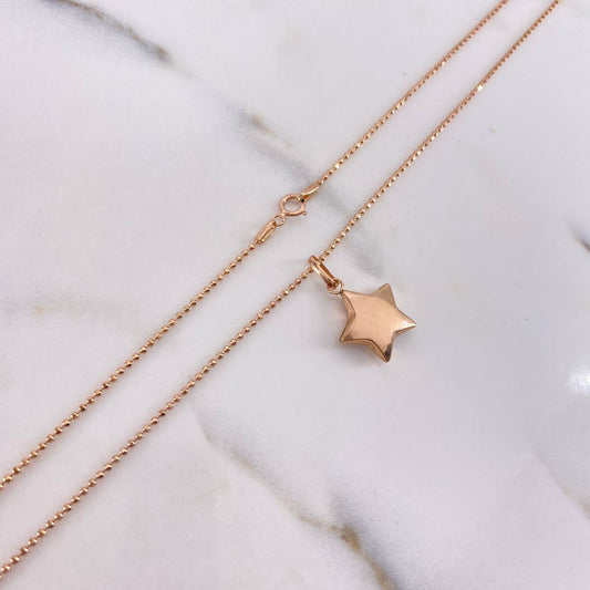 Cadena Militar 3.35gr / 60cm + Dije Estrella Soplada 0.70gr / 2cm Oro Rosa (Oferta) &