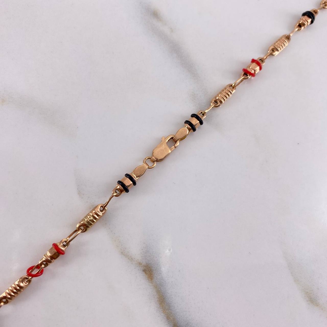 Cadena Rustica 10.3gr / 60cm / 3.5mm Barril Estria Cauchos Oro Rosa $