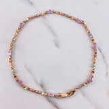 Tobillera Corazones 11.7gr / 30cm / 3mm Ceramica Rosada Cauchos Azules Verdes Morados Oro Rosa $