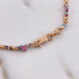 Tobillera Corazones 11.7gr / 30cm / 3mm Ceramica Rosada Cauchos Azules Verdes Morados Oro Rosa $