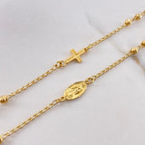 Cadena Tipo Denario Virgen de Guadalupe 5.75gr / 45cm / 2.5mm Bolas Diamantadas Oro Amarillo $
