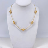 Cadena Espiga 5.8gr / 45cm / 3mm-7mm Bolas Diamantadas Oro Amarillo $