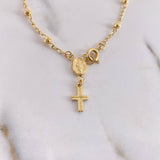 Pulso Denario Virgen Milagrosa 2.8gr / 20cm / 3mm Balines Diamantados Oro Amarillo $