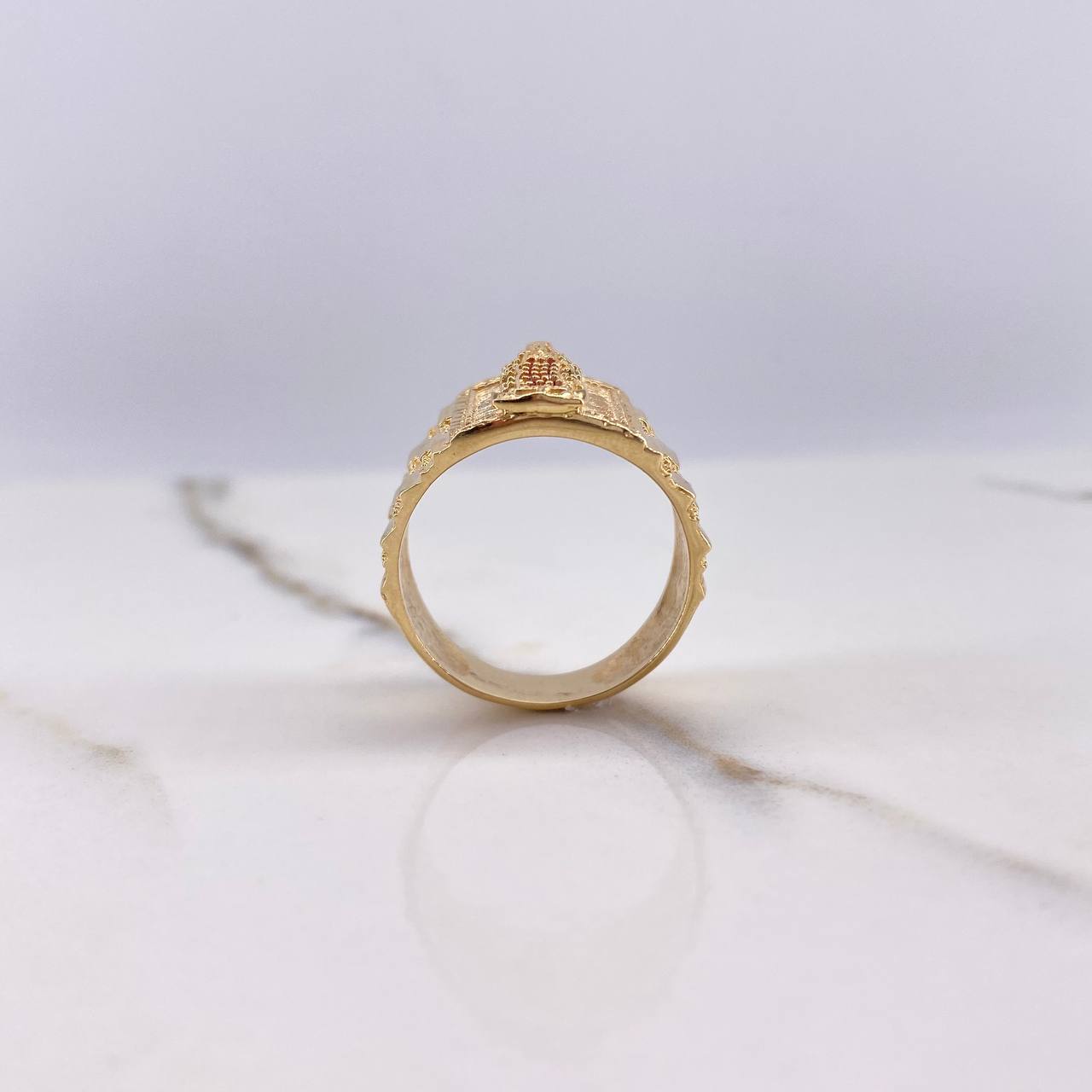 Anillo Virgen de Guadalupe 10.8gr / T10 1/4 / Circones Verdes Fucsias Oro Amarillo $