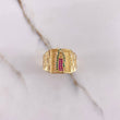 Anillo Virgen de Guadalupe 10.8gr / T10 1/4 / Circones Verdes Fucsias Oro Amarillo $