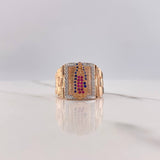 Anillo Virgen de Guadalupe 8.95gr / T9 3/4 / Circones Azules Fucsias Dos Oros Blanco Rosa $