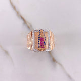 Anillo Virgen de Guadalupe 8.95gr / T9 3/4 / Circones Azules Fucsias Dos Oros Blanco Rosa $