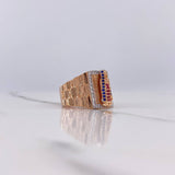 Anillo Virgen de Guadalupe 8.95gr / T9 3/4 / Circones Azules Fucsias Dos Oros Blanco Rosa $