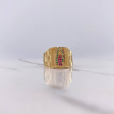 Anillo Virgen de Guadalupe 10.8gr / T10 1/4 / Circones Verdes Fucsias Oro Amarillo $
