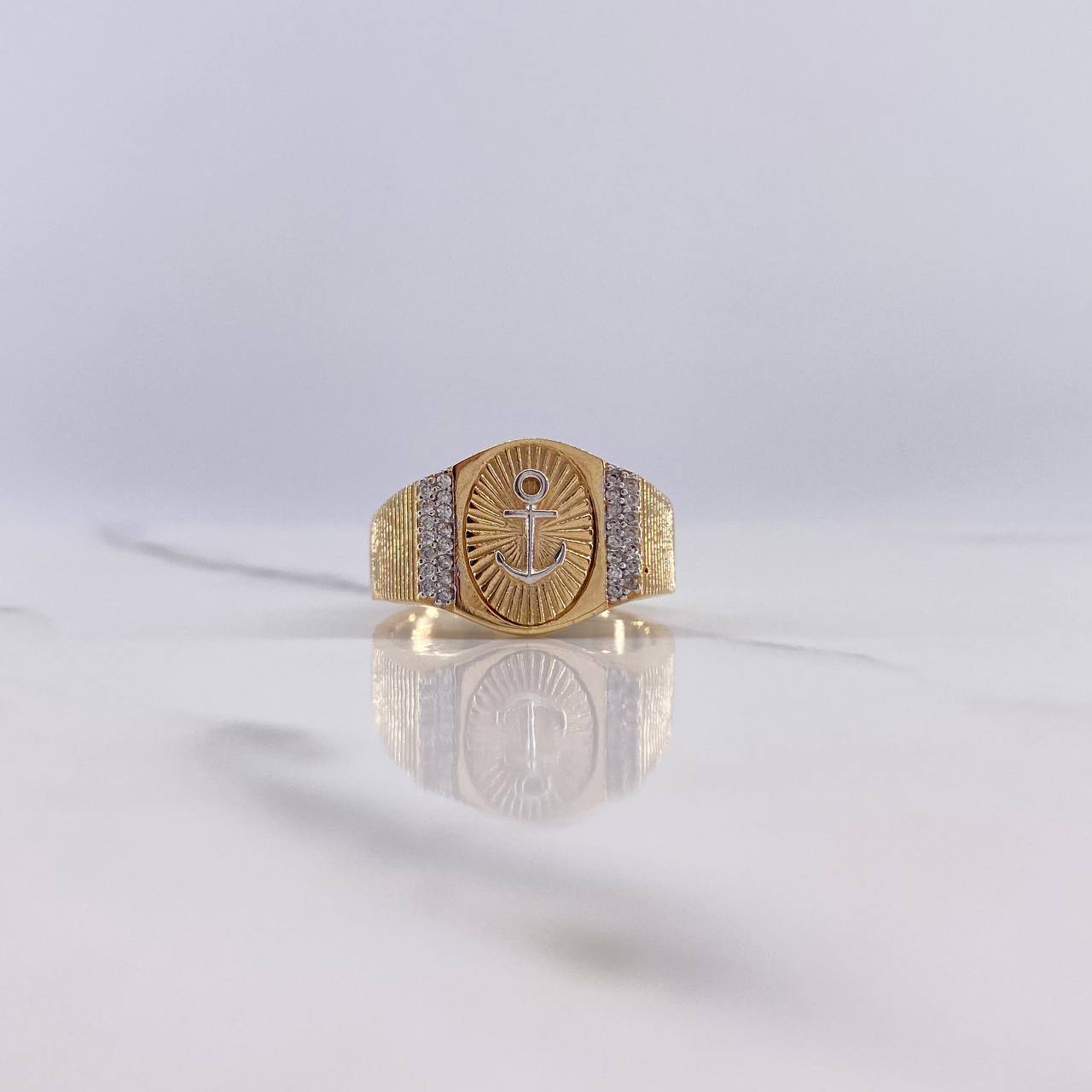 Anillo Ancla 8.5gr / T9 3/4 / Circones Blancos Dos Oros Amarillo Blanco $