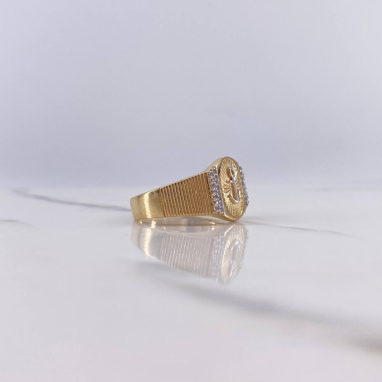 Anillo Ancla 8.5gr / T9 3/4 / Circones Blancos Dos Oros Amarillo Blanco $