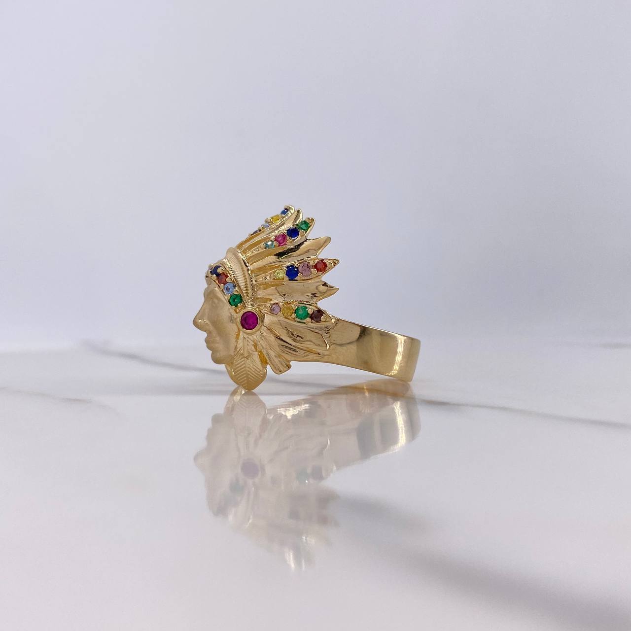 Anillo Indio 11.8gr / T10 1/4 / Circones Colores Oro Amarillo $