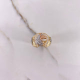 Anillo Herradura Caballo 8.1gr / T8 3/4 / Cruces Circones Blancos Tres Oros $