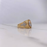 Anillo Herradura Caballo 8.1gr / T8 3/4 / Cruces Circones Blancos Tres Oros $
