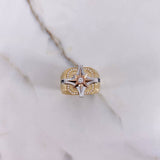 Anillo Sello Brujula 9.6gr / T11 / Circon Blanco Tres Oros $