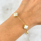 Pulso Aro Seguido Trebol VCyA 4.2gr / 20cm / Nacar Blanco Oro Amarillo +4 *