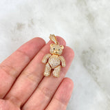 Dije Oso Articulado 4.15gr / 2.5cm / Circones Blancos Ojos Negros Oro Amarillo 18K ©