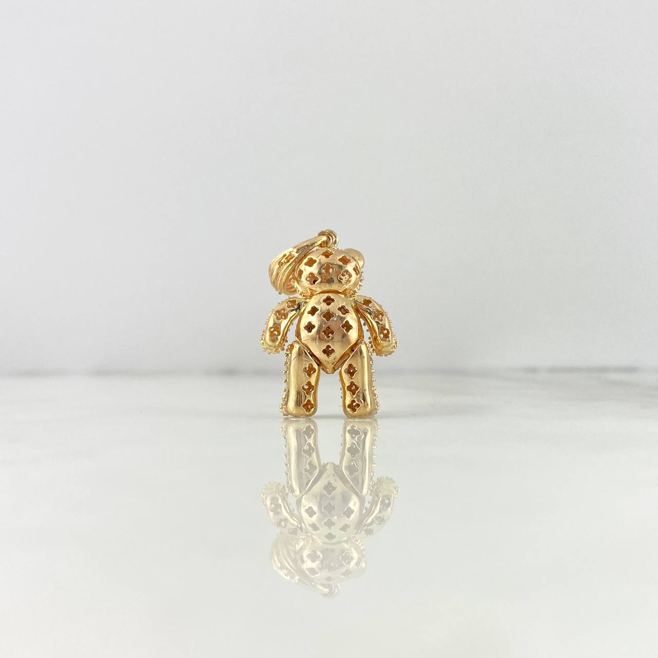 Dije Oso Articulado 4.15gr / 2.5cm / Circones Blancos Ojos Negros Oro Amarillo 18K ©