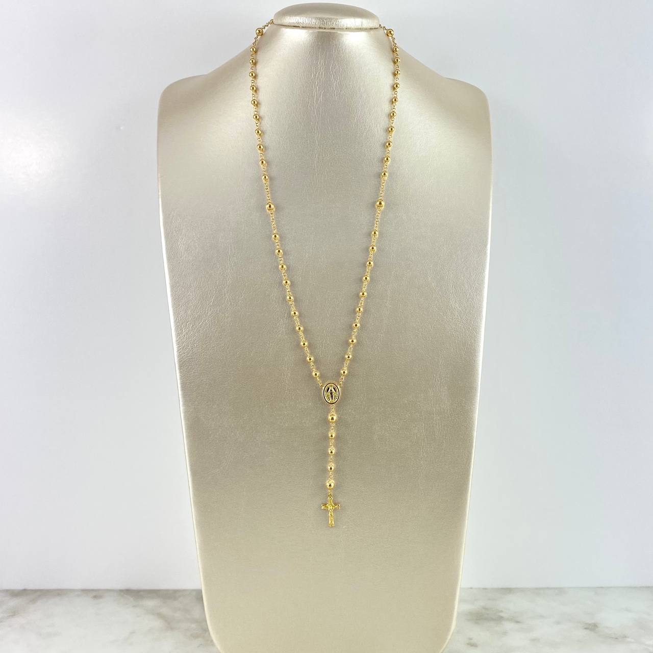 Rosario Virgen Milagrosa 9.45gr / 60cm / 5-4mm Bolas Lisas Oro Amarillo
