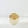 Anillo Sello 3gr / T12 1/4 / Rectangulo Rayado Tres Oros *