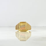 Anillo Sello 3gr / T12 1/4 / Rectangulo Rayado Tres Oros *