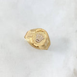Anillo Corona RX 3.75gr / T9 1/2 / Ovalado Texturizado Dos Oros Amarillo Blanco