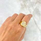 Anillo Corona RX 3.75gr / T9 1/2 / Ovalado Texturizado Dos Oros Amarillo Blanco