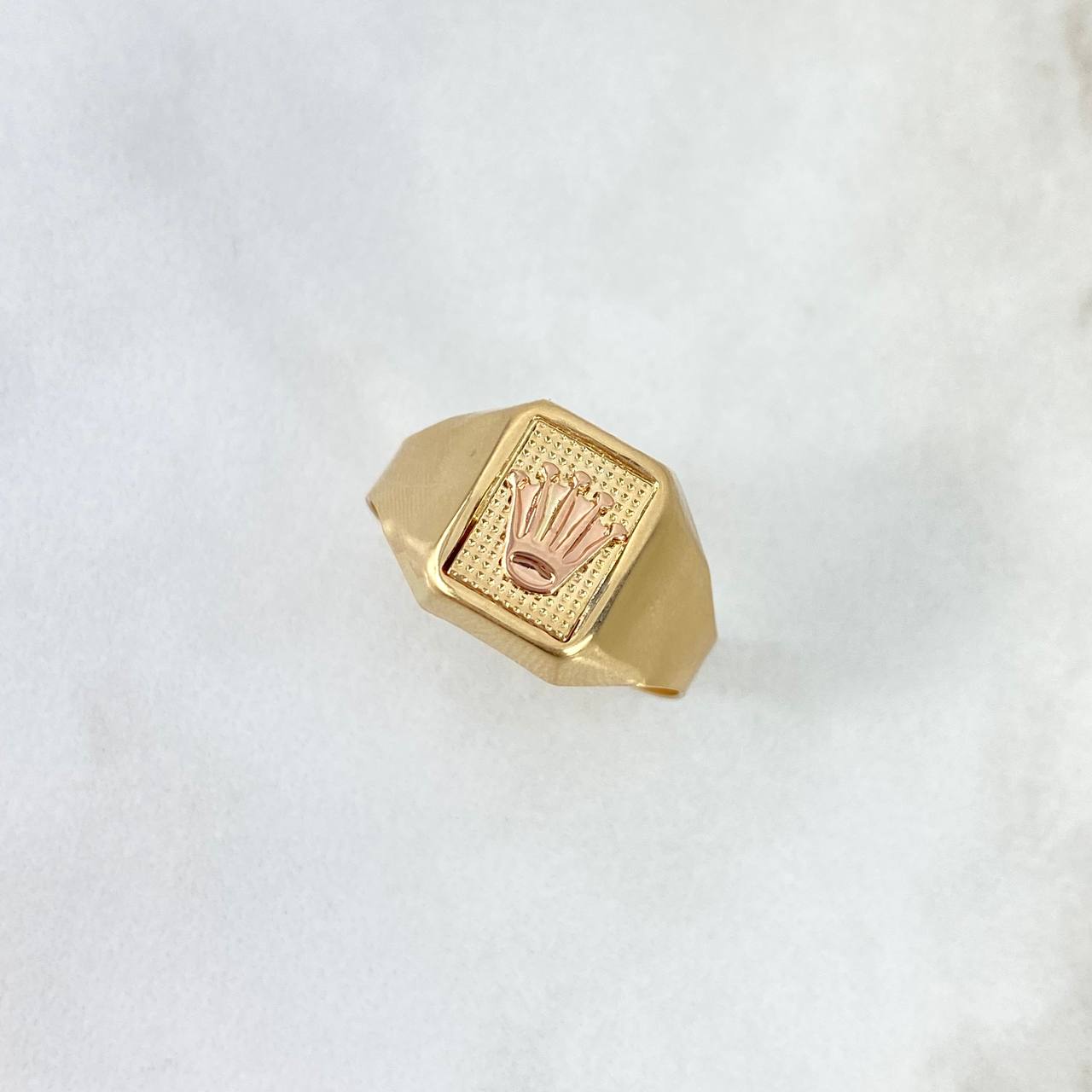 Anillo Corona RX 3.7gr / T11 / Rectangulo Texturizado Dos Oros Amarillo Rosa