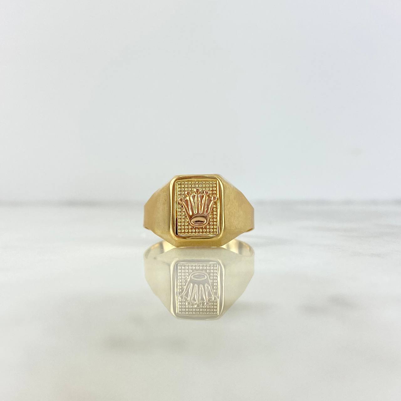 Anillo Corona RX 3.7gr / T11 / Rectangulo Texturizado Dos Oros Amarillo Rosa
