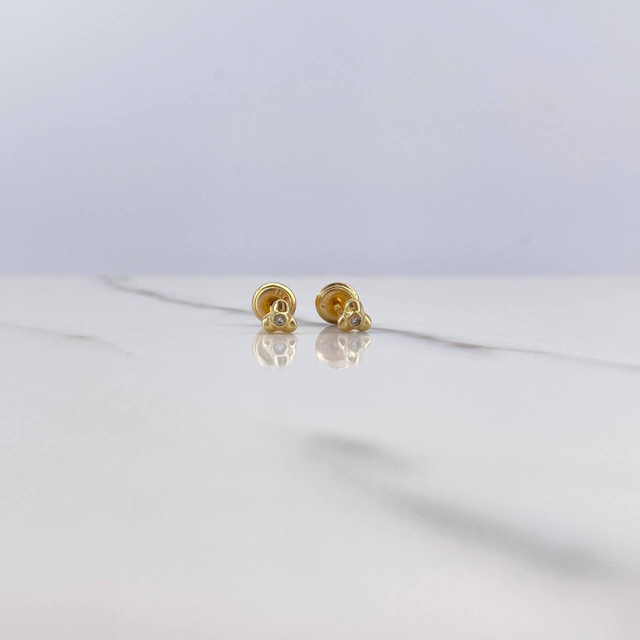 Topos Trio De Bolas 0.7gr / Circon Blanco Oro Amarillo $