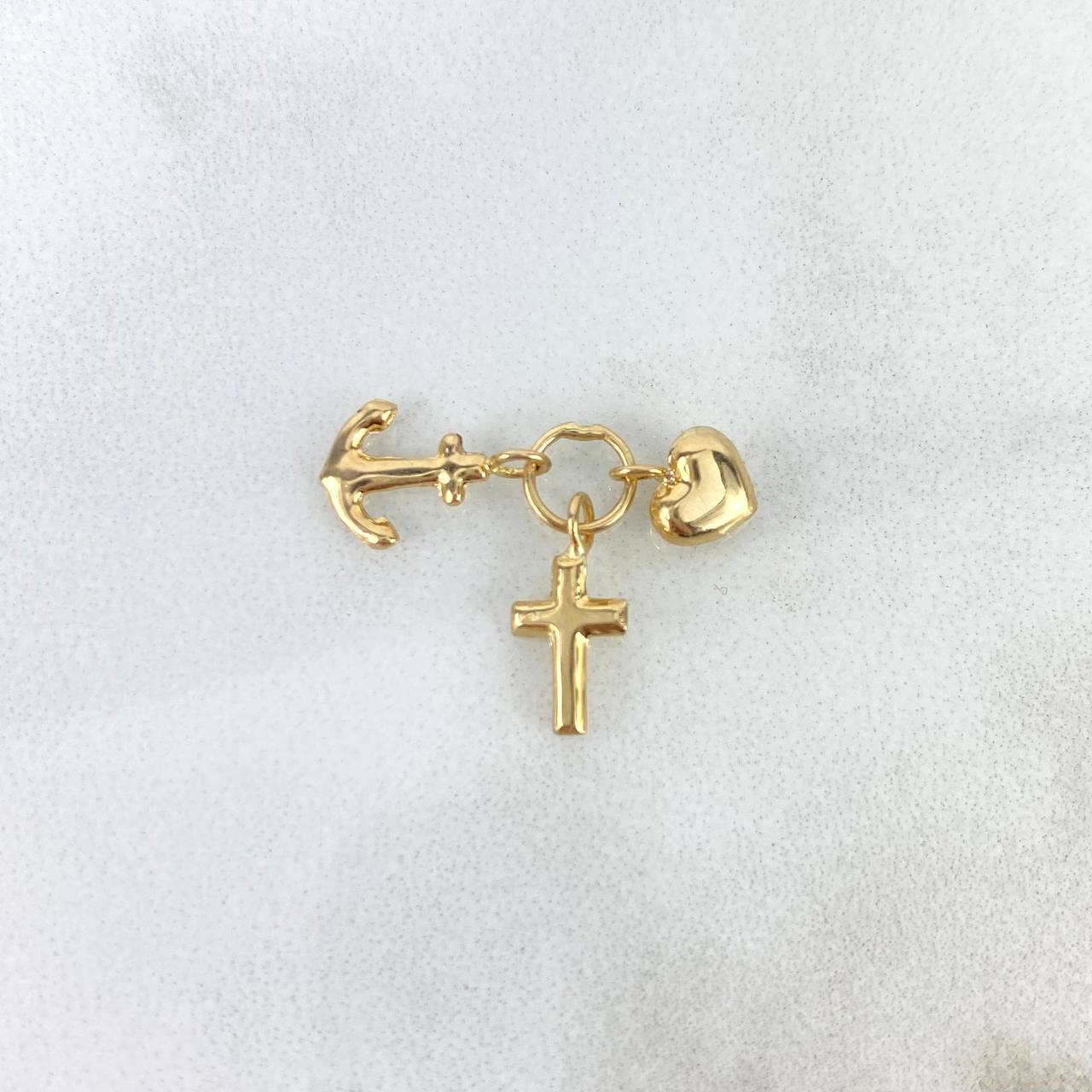 Dije Tres Gracias 0.65gr / 1.5cm / (Cruz-Ancla-Corazon) Oro Amarillo ©