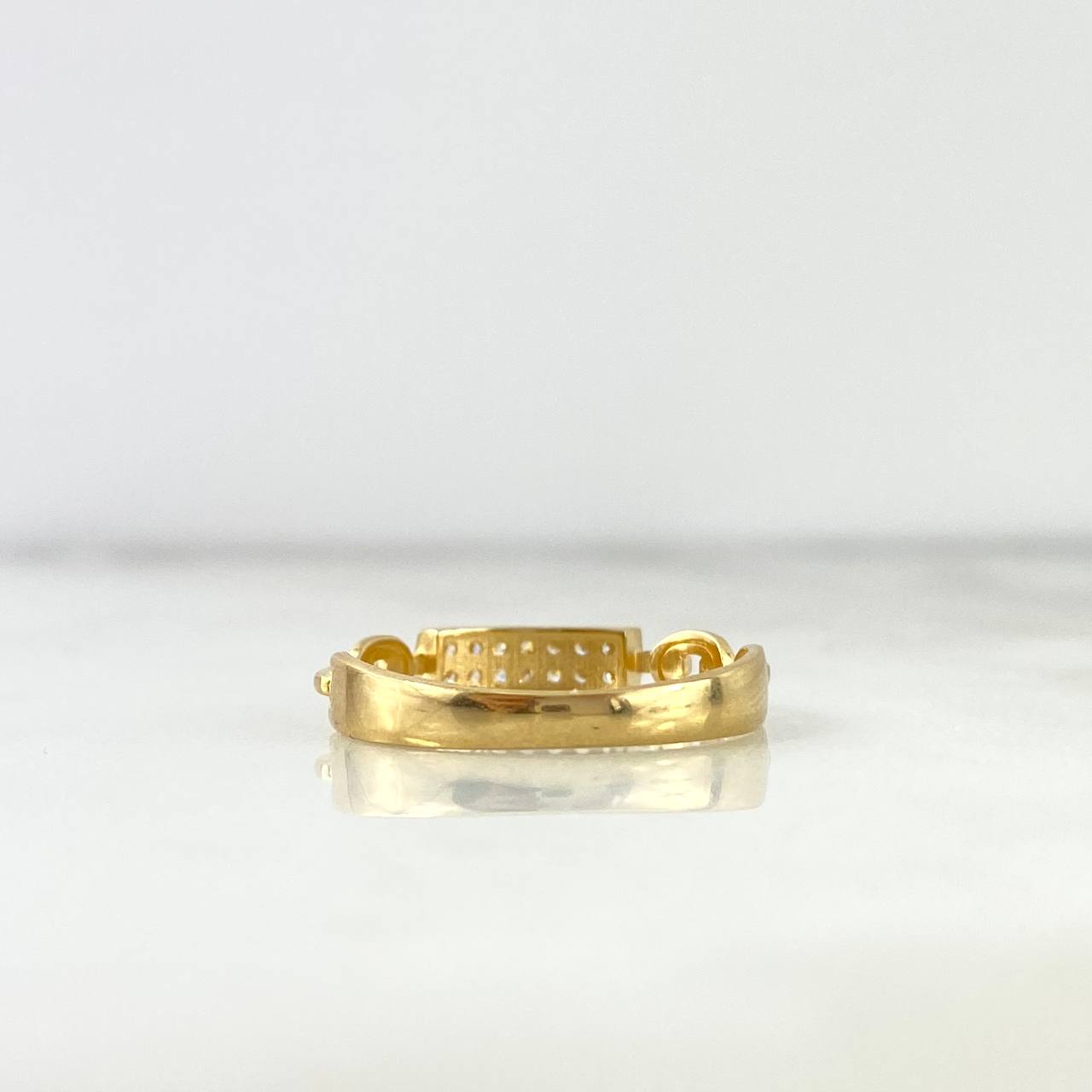 Anillo Placa Eslabon 1.95gr / T8 / Circones Blancos Oro Amarillo