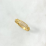 Anillo Placa Eslabon 1.95gr / T8 / Circones Blancos Oro Amarillo